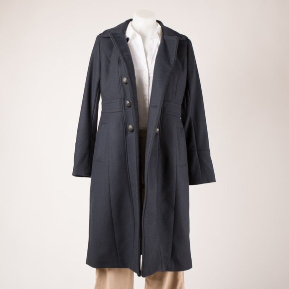 Banana Republic Navy Italian Wool Double Breasted Coat 2 - Picture 3 of 6